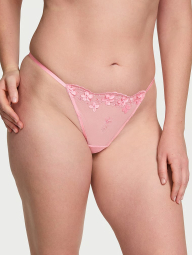 Женские трусики стринги Victoria's Secret с 3D вышивкой 1159833497 (Розовый XXL)