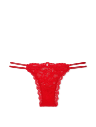 Кружевные трусики со стразами Victoria's Secret бразильяны 1159841362 (Красный M)