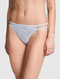 Кружевные женские трусики тонг Victoria's Secret Pink со стразами 1159834096 (Голубой L)
