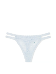 Кружевные женские трусики тонг Victoria's Secret Pink со стразами 1159834096 (Голубой L)