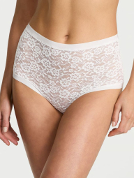 Кружевные высокие трусики Victoria's Secret брифы 1159834269 (Молочный S)