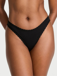Женские трусики тонг Victoria's Secret с кружевом 1159834348 (Черный L)