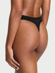 Женские трусики тонг Victoria's Secret с кружевом 1159834348 (Черный L)