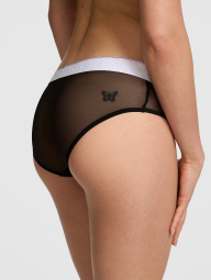 Женские сетчатые трусики хипхаггеры Victoria's Secret Pink 1159834356 (Черный L)