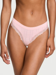 Женские трусики тонг Victoria's Secret с кружевом 1159835968 (Розовый XS)