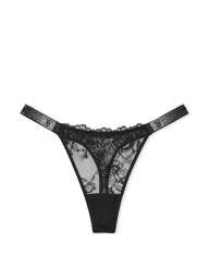 Кружевные трусики тонг Victoria's Secret со стразами 1159837477 (Черный S)