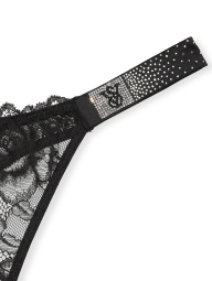 Кружевные трусики тонг Victoria's Secret со стразами 1159837477 (Черный S)