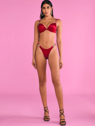 Трусики зі стразами Victoria's Secret бразилії 1159837493 (Червоний S)