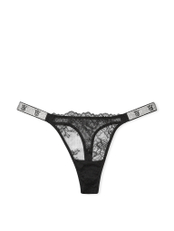 Кружевные трусики тонг Victoria's Secret со стразами 1159837505 (Черный S)