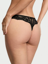 Кружевные трусики тонг Victoria's Secret 1159837563 (Черный L)