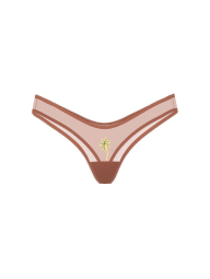 Жіночі сітчасті трусики тонг Victoria's Secret з вишивкою 1159837609 (Коричневий XS)