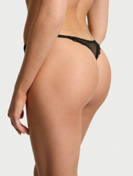 Кружевные трусики тонг Victoria's Secret со стразами 1159842008 (Черный S)
