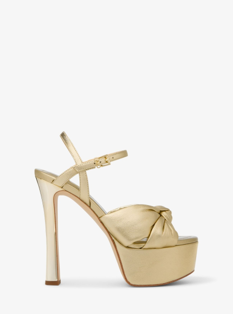Женские кожаные босоножки Elena Metallic от Michael Kors на каблуке 40 (9 US) 25,5 см Золотистый 1159833724