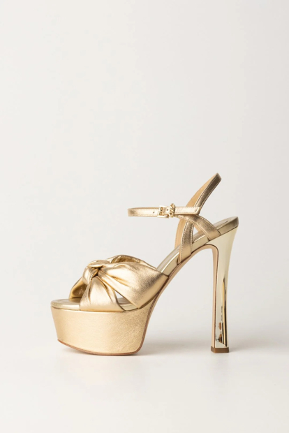 Женские кожаные босоножки Elena Metallic от Michael Kors на каблуке 40 (9 US) 25,5 см Золотистый 1159833724