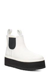 Женские кожаные ботинки челси UGG на платформе с мехом 1159800807 (Белый, 41)