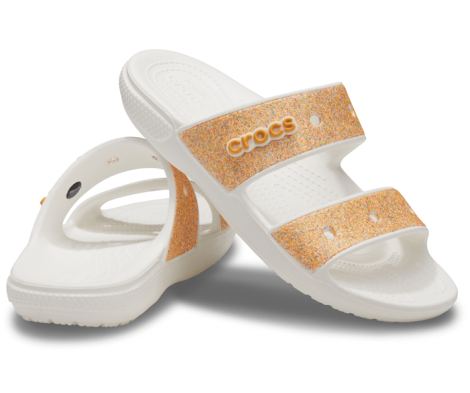 Классические блестящие сандалии Crocs 1159762839 (Белый/Оранжевый, 38-39)