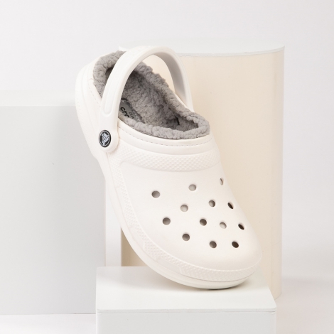 Женские утепленные клоги Crocs сабо с мехом 1159791591 (Белый, 39-40)