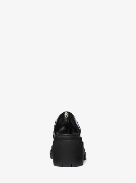 Женские кожаные лоферы Michael Kors на каблуке 38 (7,5 US) 24,5 см Черный 1159832419