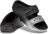 Классические блестящие сандалии Crocs с мехом 1159775473 (Черный, 37-38)