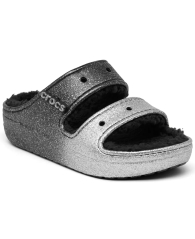 Классические блестящие сандалии Crocs с мехом 1159775473 (Черный, 37-38)