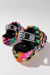 Яркие сандалии UGG мягкие тапки с мехом 1159777249 (Черный, 37)