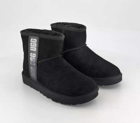 Женские угги UGG с мехом 1159784366 (Черный, 38)