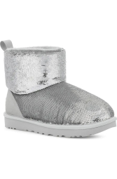 Женские укороченные угги UGG с мехом 37 (6 US) 23,5 см Серебристый 1159823554