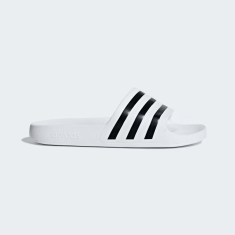 Легкие шлепанцы Adilette Aqua от Adidas с фирменными полосками 1159794839 (Белый, 40)