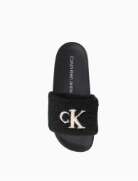 Легкие женские шлепанцы Calvin Klein с мехом 1159773986 (Черный, 38-39)