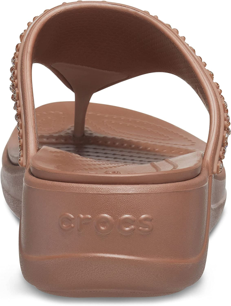 Женские вьетнамки на платформе Crocs Monterey с шиммером 1159768872 (Коричневый, 41-42)