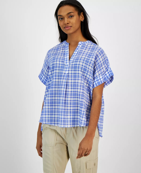 Женская блуза Tommy Hilfiger c коротким рукавом 1159783695 (Синий, M)