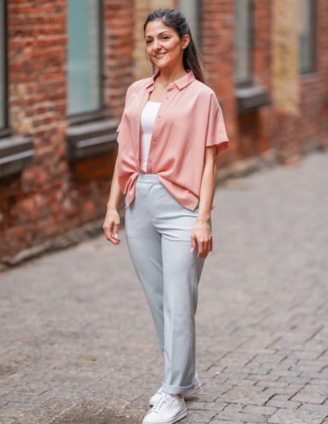 Женская блуза UNIQLO с коротким рукавом 1159786871 (Розовый, XXL)