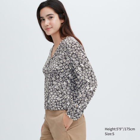 Женская блуза UNIQLO с длинным рукавом 1159785870 (Черный, XS)