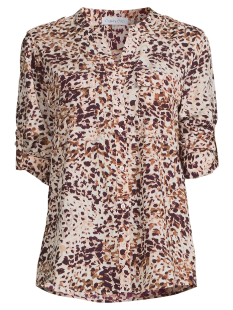 Женская легкая блуза Calvin Klein на пуговицах 1159787083 (Леопардовый, XS)