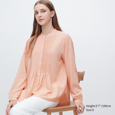 Женская блуза UNIQLO устойчивая к смятию 1159787634 (Оранжевый, M)