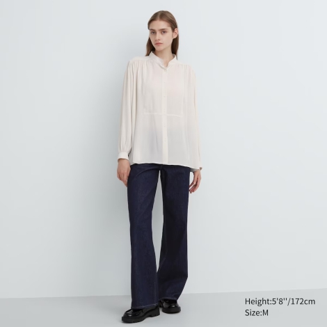 Объемная блузка UNIQLO  с длинными рукавами 1159799560 (Белый, XL)