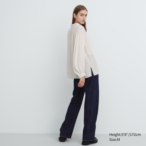 Объемная блузка UNIQLO  с длинными рукавами 1159799560 (Белый, XL)