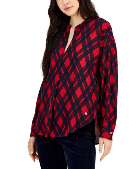 Легкая женская блузка Tommy Hilfiger c длинным рукавом 1159806776 (Красный, XXL)