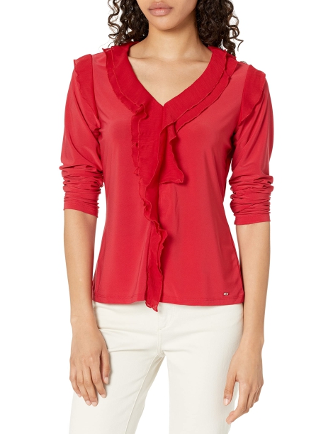 Женская блузка Tommy Hilfiger c длинным рукавом 1159806890 (Красный, XL)
