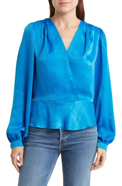 Жіноча легка блузка DKNY з пишними рукавами 1159807034 (Білий/синій, M)