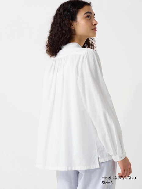 Жіноча блуза UNIQLO із защипами 1159820850 (Білий S)