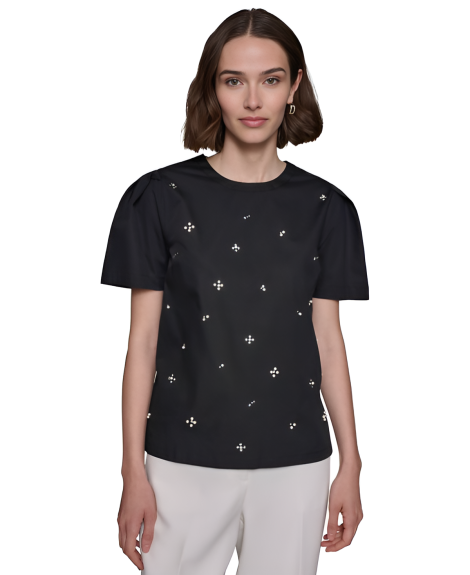 Женская блуза Karl Lagerfeld со стразами 1159833388 (Черный XL)