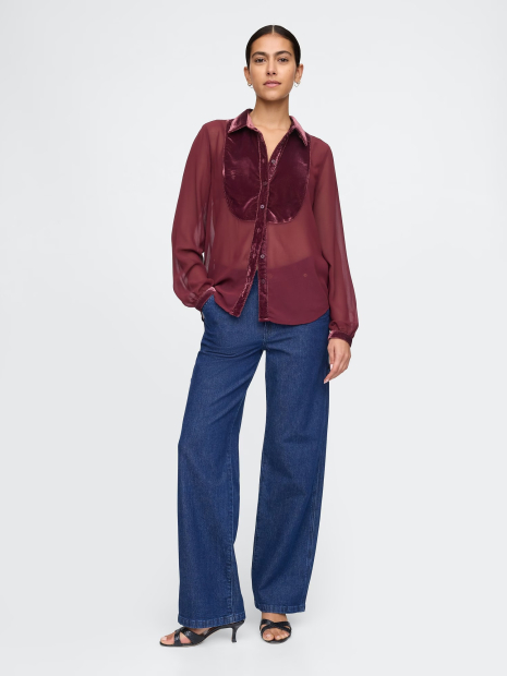 Жіноча напівпрозора блузка GAP 1159835158 (Бордовий XS)