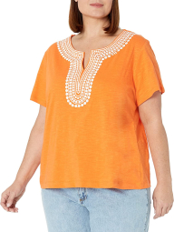 Женская блузка Tommy Hilfiger c коротким рукавом 1159781984 (Оранжевый, 3X)