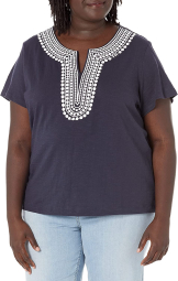 Женская блузка Tommy Hilfiger c коротким рукавом 1159779678 (Синий, 1X)