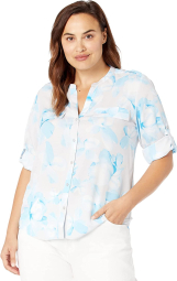 Женская блузка Calvin Klein легкая рубашка на пуговицах 1159780665 (Голубой, XS)
