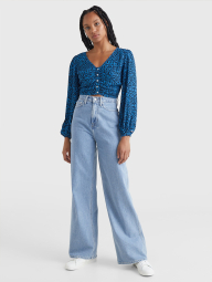 Женская укороченная блуза Tommy Hilfiger c длинным рукавом 1159782305 (Синий, XL)