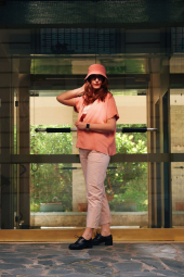 Женская блуза UNIQLO с коротким рукавом 1159784751 (Розовый, XL)