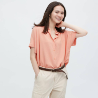 Женская блуза UNIQLO с коротким рукавом 1159786871 (Розовый, XXL)