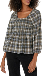 Женская укороченная блуза Tommy Hilfiger в клетку 1159788430 (Серый, S)